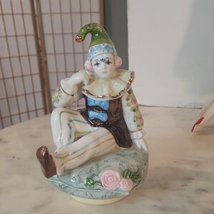 Vintage | Schmid Porcelain Musix Box Jester Sitting Waltz 148 Works Signed